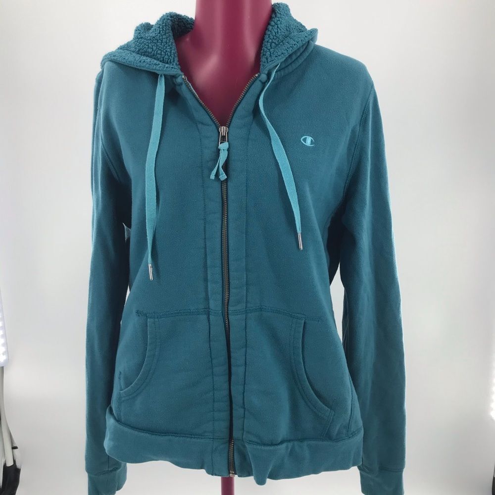 Champion Sherpa Fleece Zip up Hoodie sz L